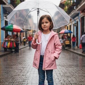 Girls Cutie Patootie Pink Raincoat with removable hood Sz 4/5